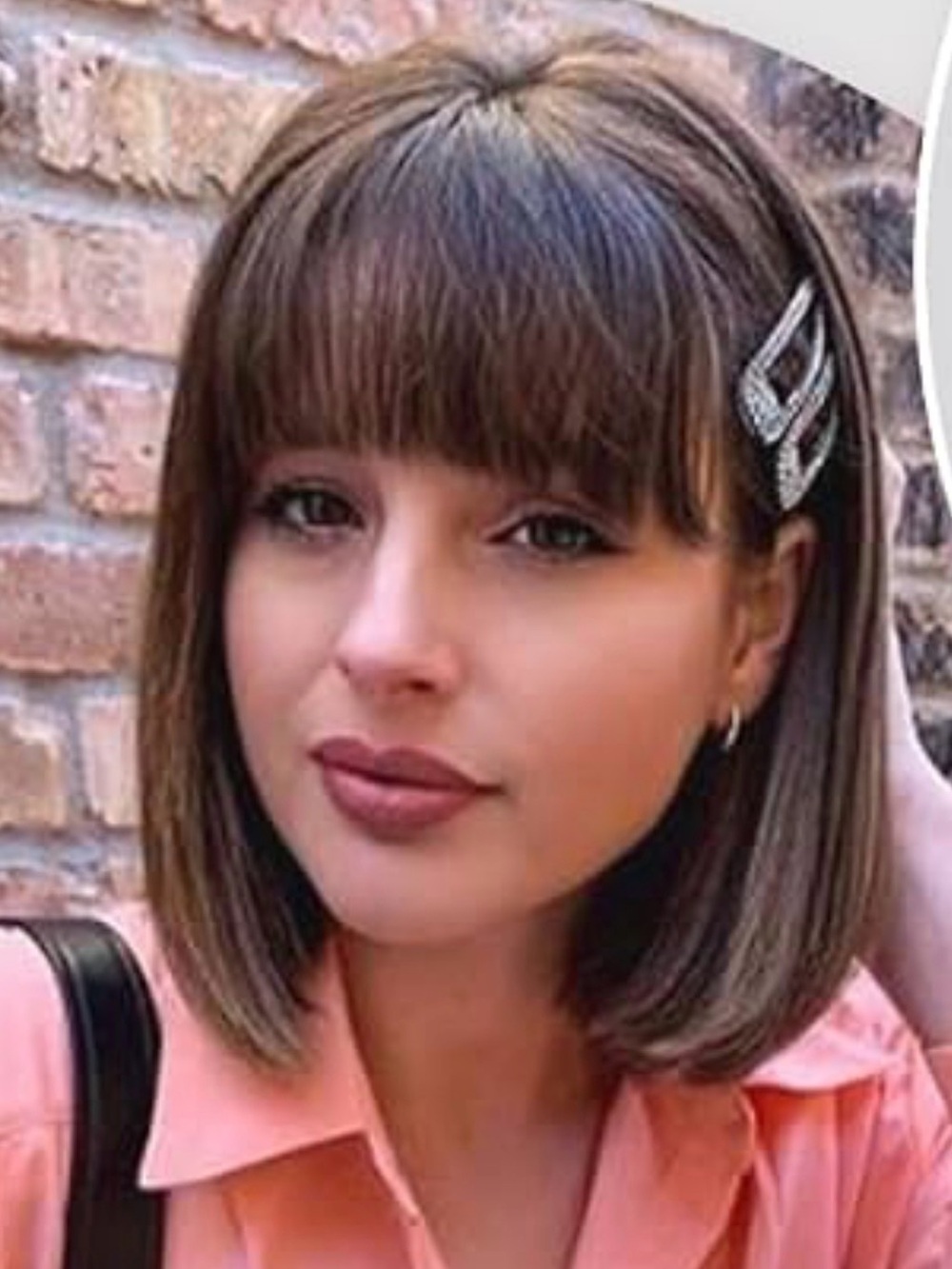 Allbell Women’s Brown 14” Short Straight Wig Blond Highlights with Bangs